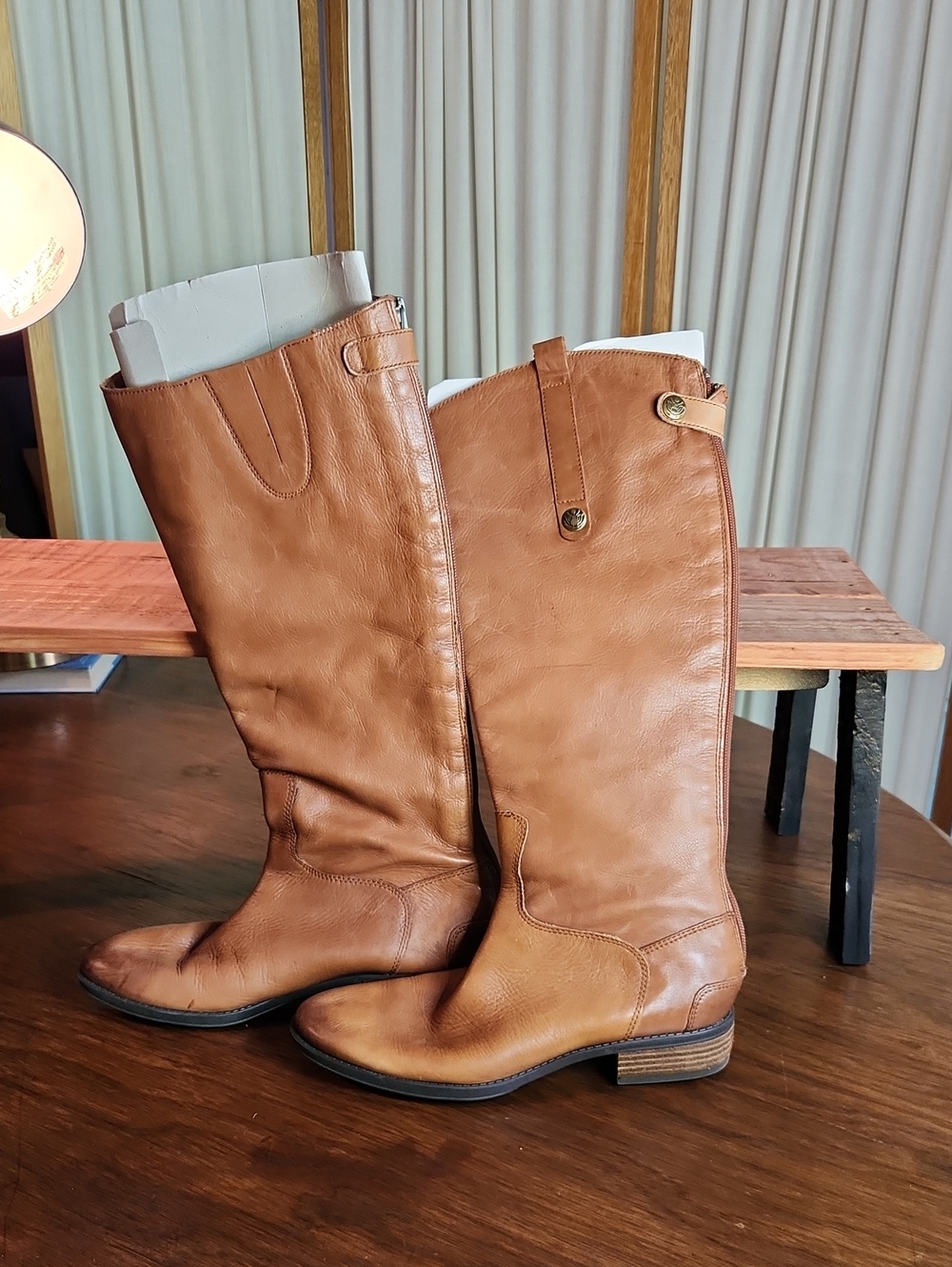 Sam Edelman Tall Leather Riding Boots in Cognac Brown 7.5